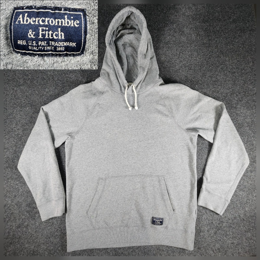 Abercrombie & Fitch Men's‎ M Heather Gray Soft A&F Fleece Hoodie